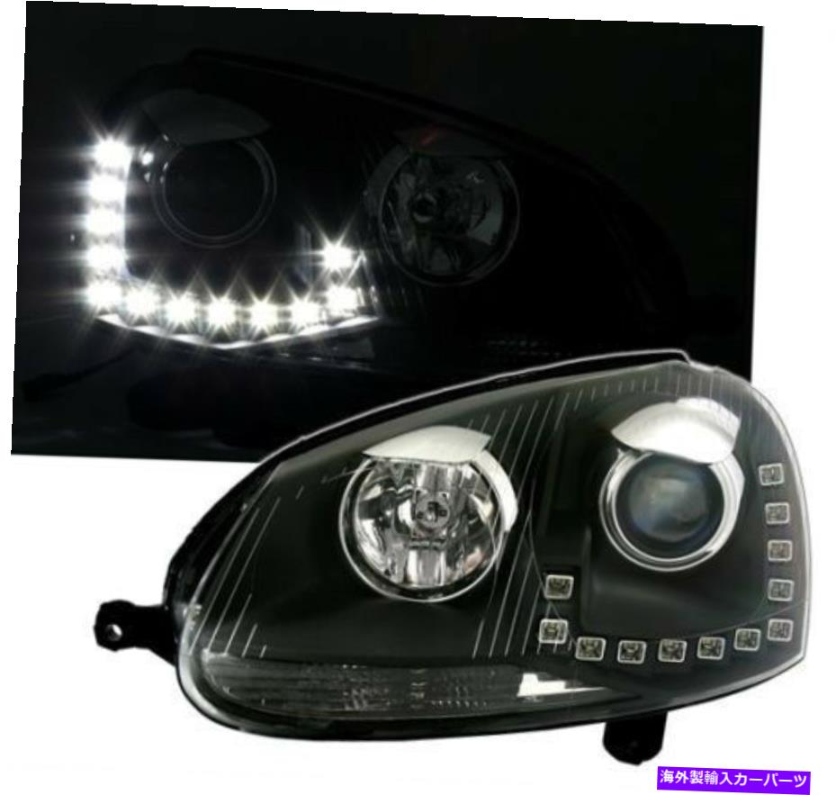 USヘッドライト vwゴルフ5 Jetta 3のためのLED UスタイルのDRLライトを黒でセット HEADLIGHT SET in BLACK with LED U STYLE DRL lights for VW GOLF 5 JETTA 3