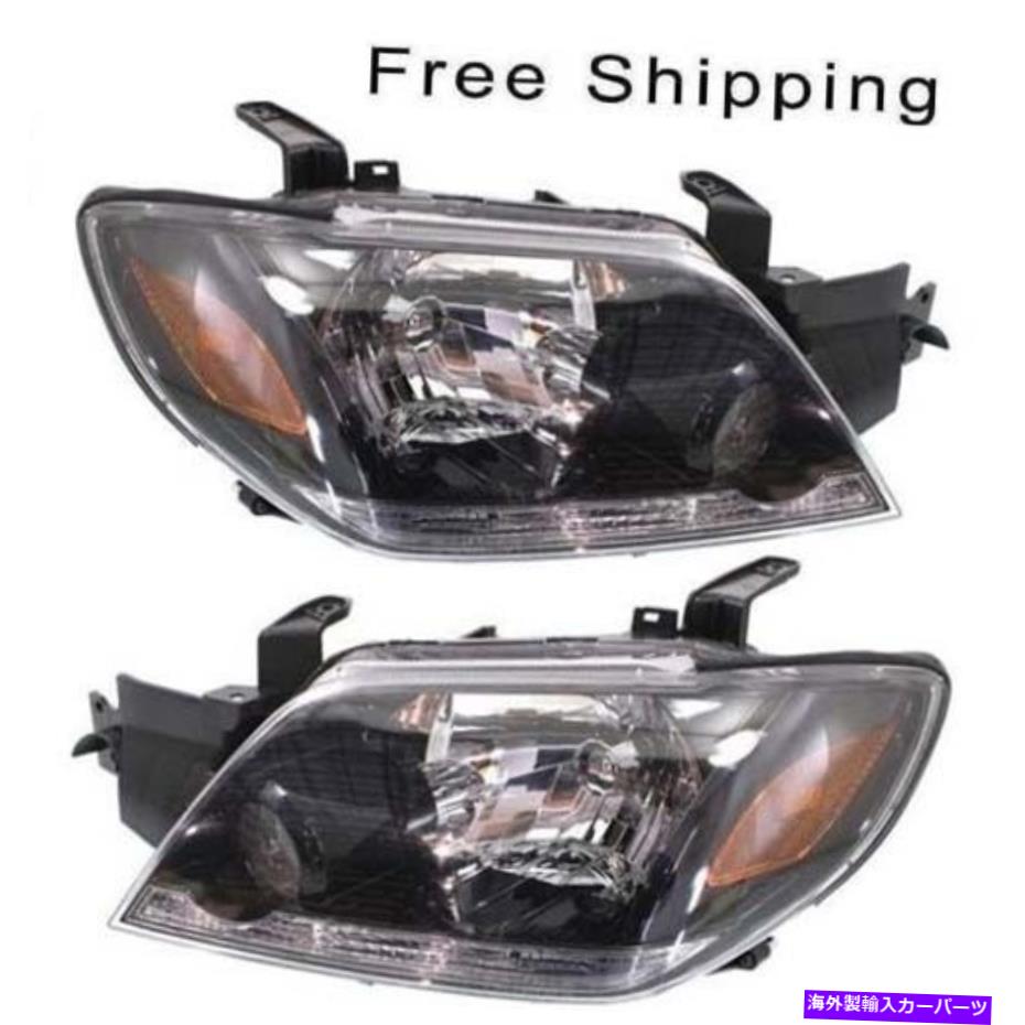 USヘッドライト ハロゲンヘッドランプアセンブリセット2本のペアLH＆RHサイドフィット三菱アウトランダー Halogen Head Lamp Assembly Set of 2 Pair LH & RH Side Fits Mitsubishi Outlander