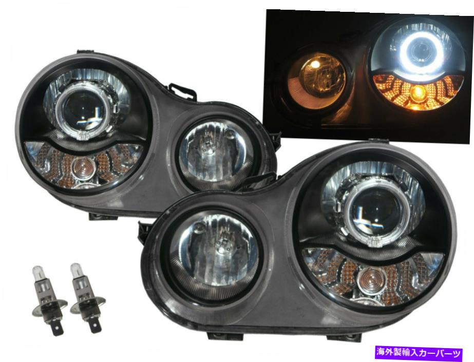 USヘッドライト ポロ6Q / 9N / 9N3 MK4 2002-2005ガイドLED Angel-Eye ProjectorヘッドライトブラックLHD POLO 6Q/9N/9N3 MK4 2002-2005 Guide LED Angel-Eye Projector Headlight Black LHD