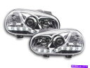 USヘッドライト LED DRL夏時間昼間ライトヘッドライトセットVWゴルフ4 97-03 Chrome RHD車 LED DRL Daylight dayti...