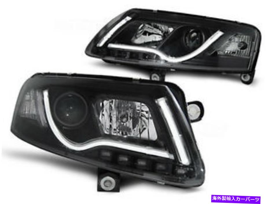 USヘッドライト Audi A6 C6 04-08のためのライトバーのヘッドライトが明確な黒い色の仕上げで設定 Lightbar Headlights set FOR Audi A6 C6 04-08 in Clear Black color finish