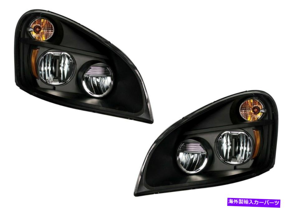 USヘッドライト 2008-2017 FreightLiner Cascadia LEDヘッドライトセットブラック 2008-2017 Freightli..