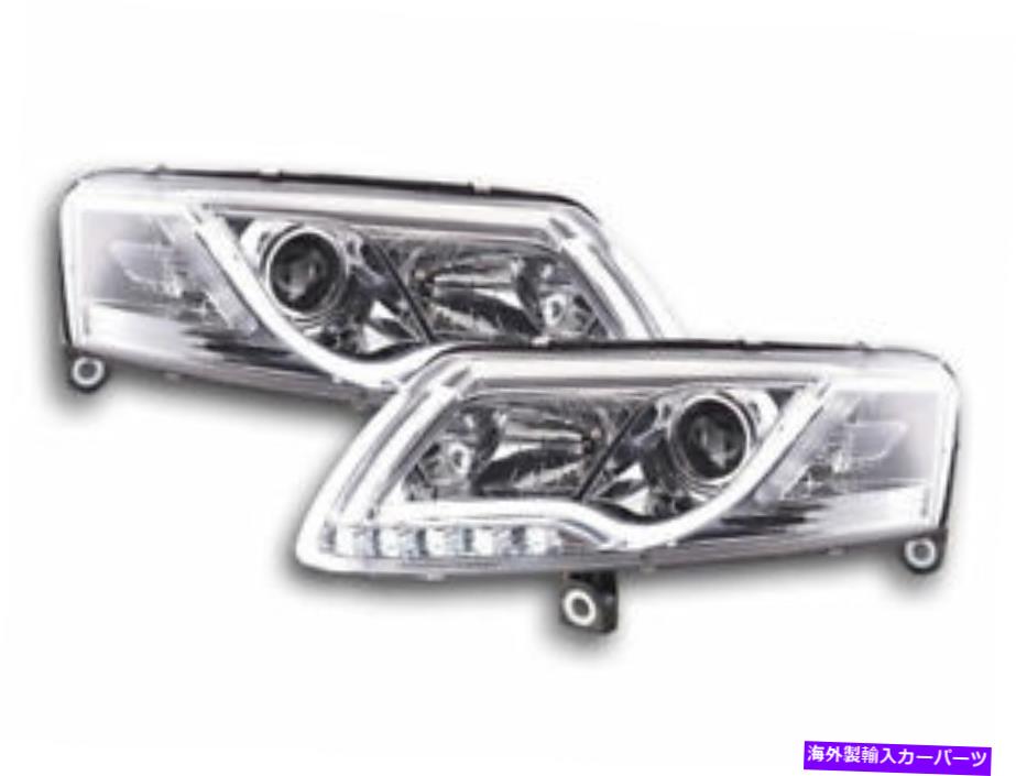 USヘッドライト Chrome Finish Light Tube DRLキセノンヘッドライトAudi A6 4F BJ 04-08 CHROME FINISH light tube DRL XENON headlights SET for Audi A6 4F BJ 04-08