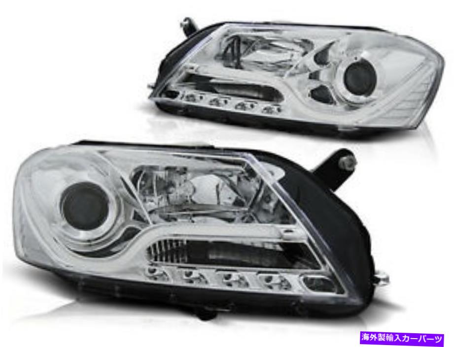 USヘッドライト 2010年からVW Passat B7のためのChromeカラーライトバーLED DRLヘッドライト CHROME color Lightbar LED DRL Headlights set FOR VW Passat B7 from 2010