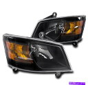 USヘッドライト 2008-2010グランドキャラバンクリスタルブラック交換ヘッドライトランプアセンブリ FOR 2008-2010 GRAND CARAVAN...