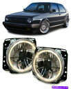 USヘッドライト VWゴルフMK2ブラッククロスヘアエンジェルアイハロゲンH7ヘッドライト1983-1991モデル VW GOLF MK2 BLACK CROSS HAIR ANGEL EYE HALOGEN H7 HEADLIGHTS 1983-1991 MODEL