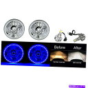 USヘッドライト 5-3 / 4 SMDブルーエンジェルアイハロー6K 6500K LED 360電球クリスタルクリアヘッドライトペア 5-3/4 SMD Blue Angel Eye Halo 6K 6500K LED 360 Bulb Crystal Clear Headlight Pair