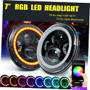 USヘッドライト ジープラングラーJK TJのための2ピース7 ''ヘッドライトLED RGB HaloプロジェクターエンジェルDRL 2pcs 7'' Headlight LED RGB Halo Projector Angel DRL for Jeep Wrangler JK TJ