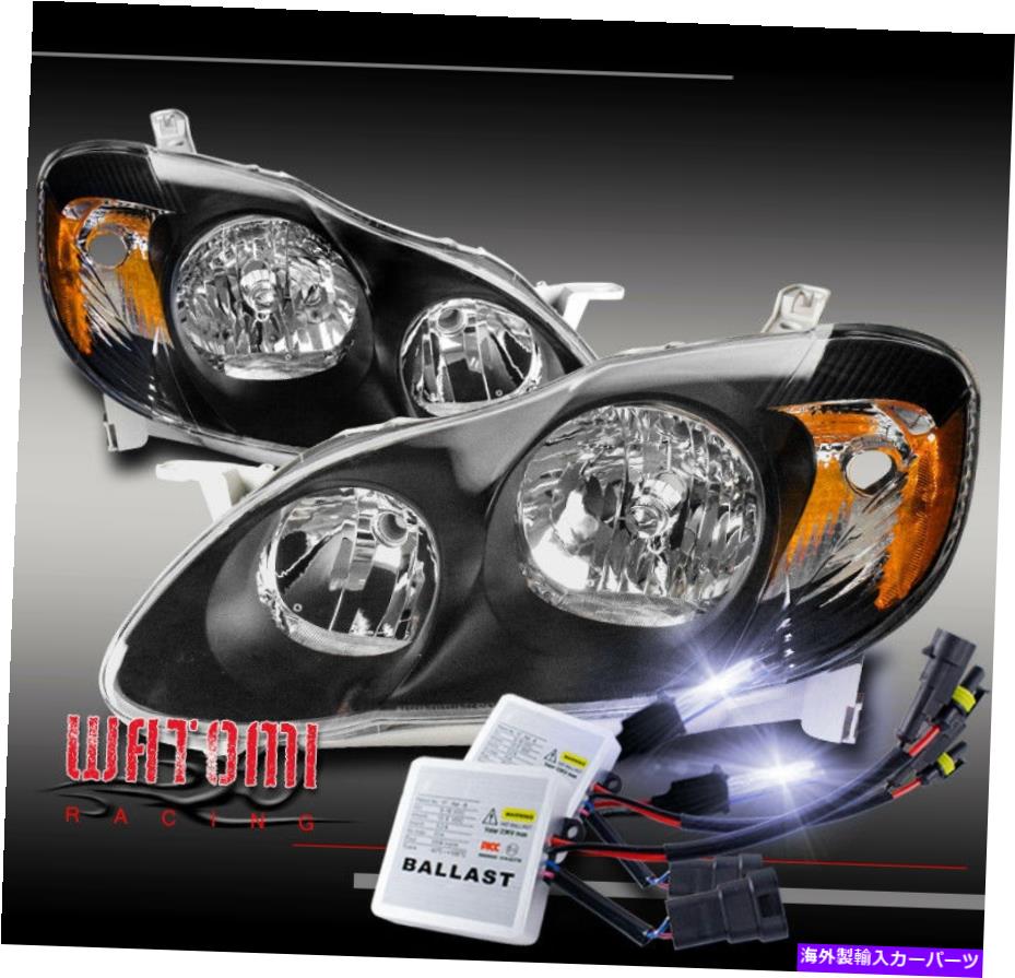 USヘッドライト 03-08トヨタカローラ交換ブラック/アンバーヘッドライトヘッドランプW / 10000K HID FOR 03-08 TOYOTA COROLLA REPLACEMENT BLACK/AMBER HEADLIGHT HEADLAMP W/10000K HID