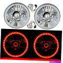USヘッドライト 5-3 / 4 SMDレッドエンジェルアイハロー6K 6000K LED HID電球クリスタルクリアヘッドライトペア 5-3/4 SMD Red Angel Eye Halo 6k 6000k LED HID Bulb Crystal Clear Headlight Pair