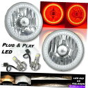 USヘッドライト 5-3 / 4 "赤いSMD LEDハローエンジェルアイクリスタルヘッドライト&6K LED電球ペア 5-3/4" Red SMD LED Halo Angel Eye Crystal Clear Headlight & 6k LED Bulb Pair