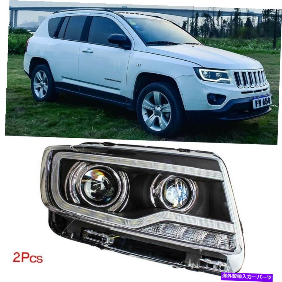 USإåɥ饤 󿮹LEDإåɥ饤DRLSХΥץ󥺥եåJEEPѥ11+ Turn Signal LED Headlight DRLs Bi Xenon Projector Lens Fit For Jeep Compass 11+