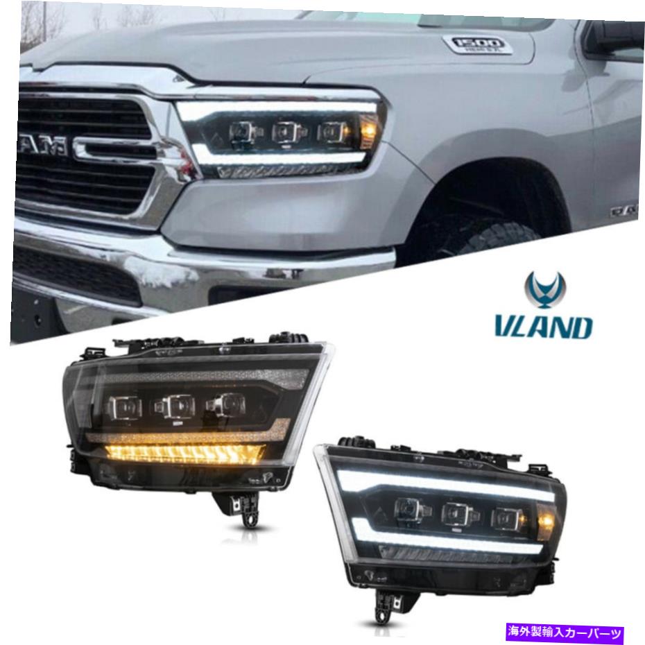 USヘッドライト セット（2）フロントLEDプロジェクターランプヘッドライトアセンブリ2019-21ドッジRAM 1500 Set(2) Front LED Projector Lamps Headlights Assembly For 2019-21 Dodge RAM 1500
