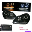 USヘッドライト Cayenne 955 9PA MK1 03-06ガイドLED Angel-Eye 10pin Headlight BK for Porsch...