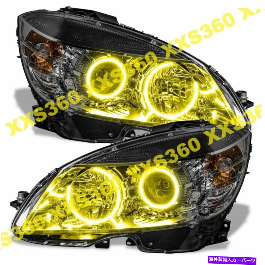 USヘッドライト Oracle Halo 2XヘッドライトブラックメルセデスベンツCクラス08-11イエローLED Angel E..