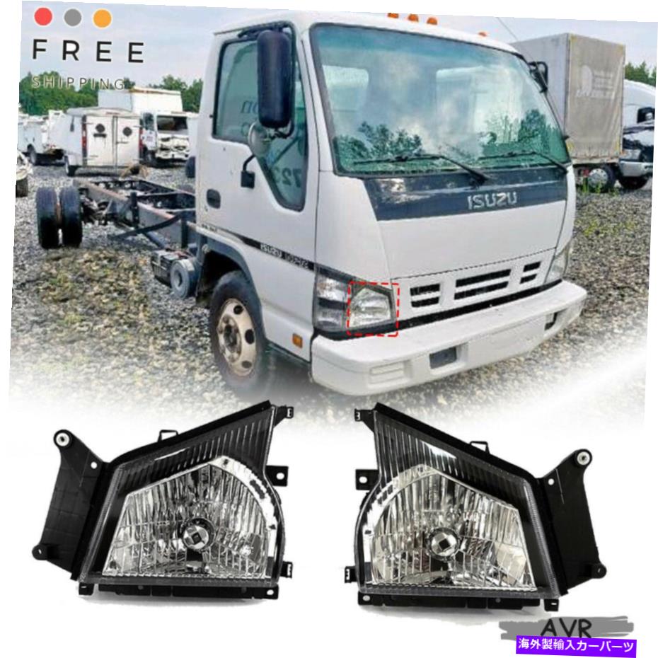 USヘッドライト 04 07 ISUZU NPR NQR GMC Wシリーズ05 06ヘッドライトブラックハウジング2 PCS Fit For 04 07 Isuzu NPR NQR GMC W-Series 05 06 Headlights Black Housing 2 pcs