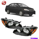 USヘッドライト 2003年2008年トヨタカローラブラックヘッドライトヘッドランプペア左右セット For 2003 2008 Toyota Corolla Black Headlights Headlamps Pair Left Right Set(2)