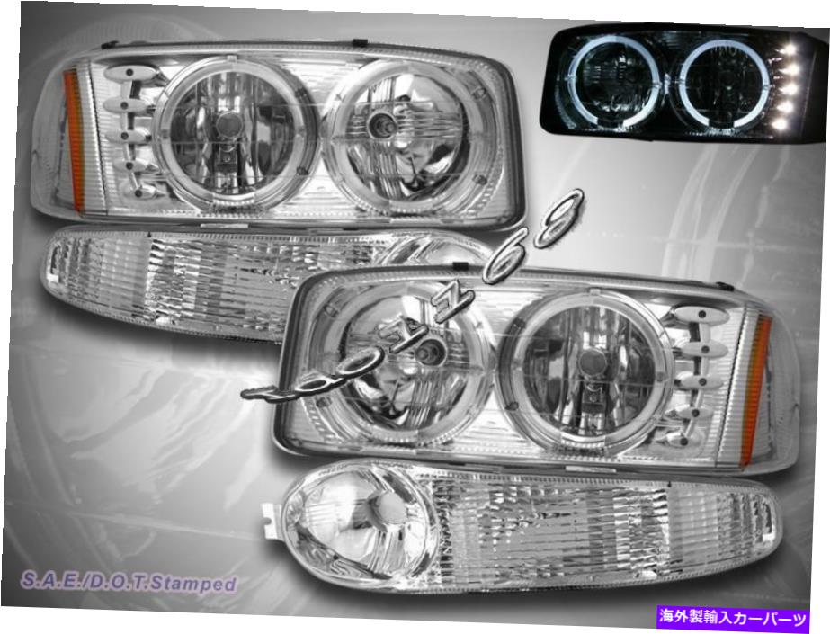 USヘッドライト 00-06 GMCシエラデナリ/ユコンデナリーハローヘッドライトW / LED +バンパーライト 00-..