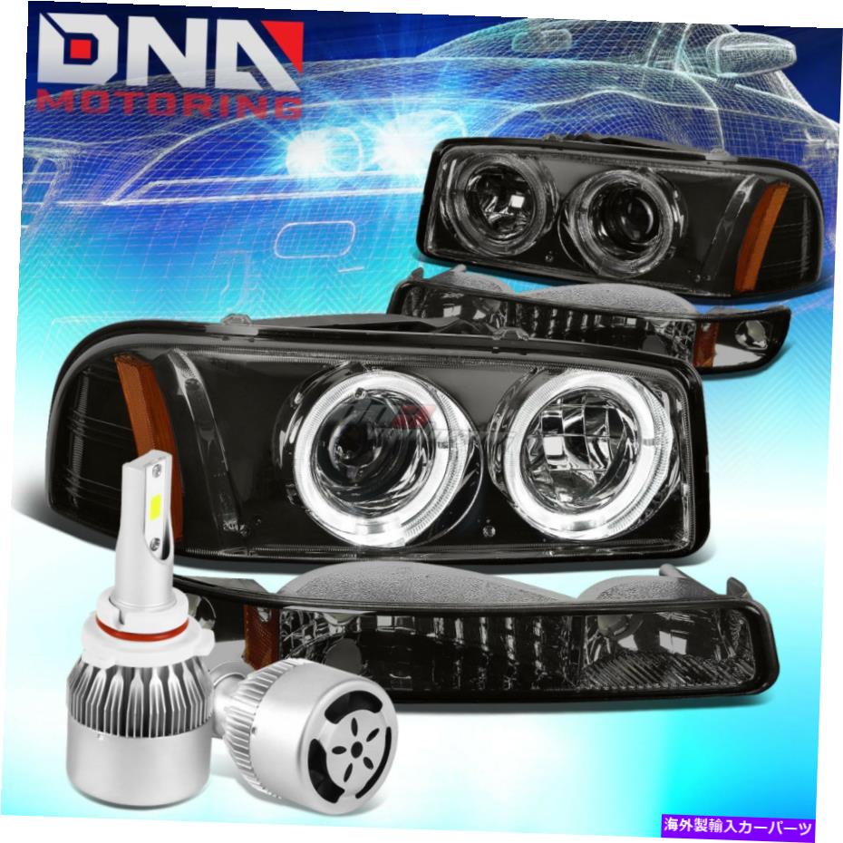 USヘッドライト スモークハローヘッドライト+アンバーライト+ホワイトLED 9006 HID W /ファンフィット99-06 GMC Sierra SMOKED HALO HEADLIGHT+AMBER LIGHT+WHITE LED 9006 HID W/FAN FIT 99-06 GMC SIERRA(2)