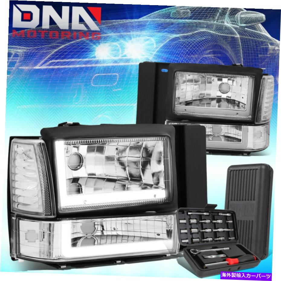 USヘッドライト 1991-1994フォードエクスプローラLED DRLクロームハウジングヘッドライトバンパーランプ+ツール FOR 1991-1994 FORD EXPLORER LED DRL CHROME HOUSING HEADLIGHT BUMPER LAMPS+TOOLS