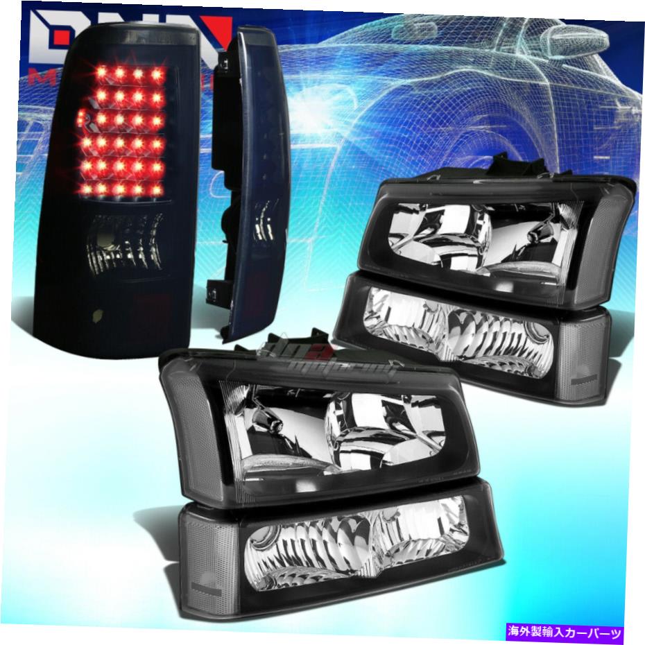 USヘッドライト 03-07 Chevy Silveradoブラックヘッドライト+クリアバンパー+スモークLEDテールランプ..