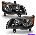 USヘッドライト 2011-2018 Dodge Grand Caravan 2008-2016 Town&Country L + R BLACK Headli...