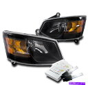 USヘッドライト 2008-2010グランドキャラバンクリスタルヘッドライトランプブラックW / 8000KキセノンHID新品 FOR 2008-2010 GR...