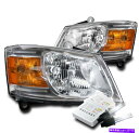 USヘッドライト 2008-2010 Dodge Grand Caravan Chrome Crystal Headlights Lamp + 6000Kキセノ...