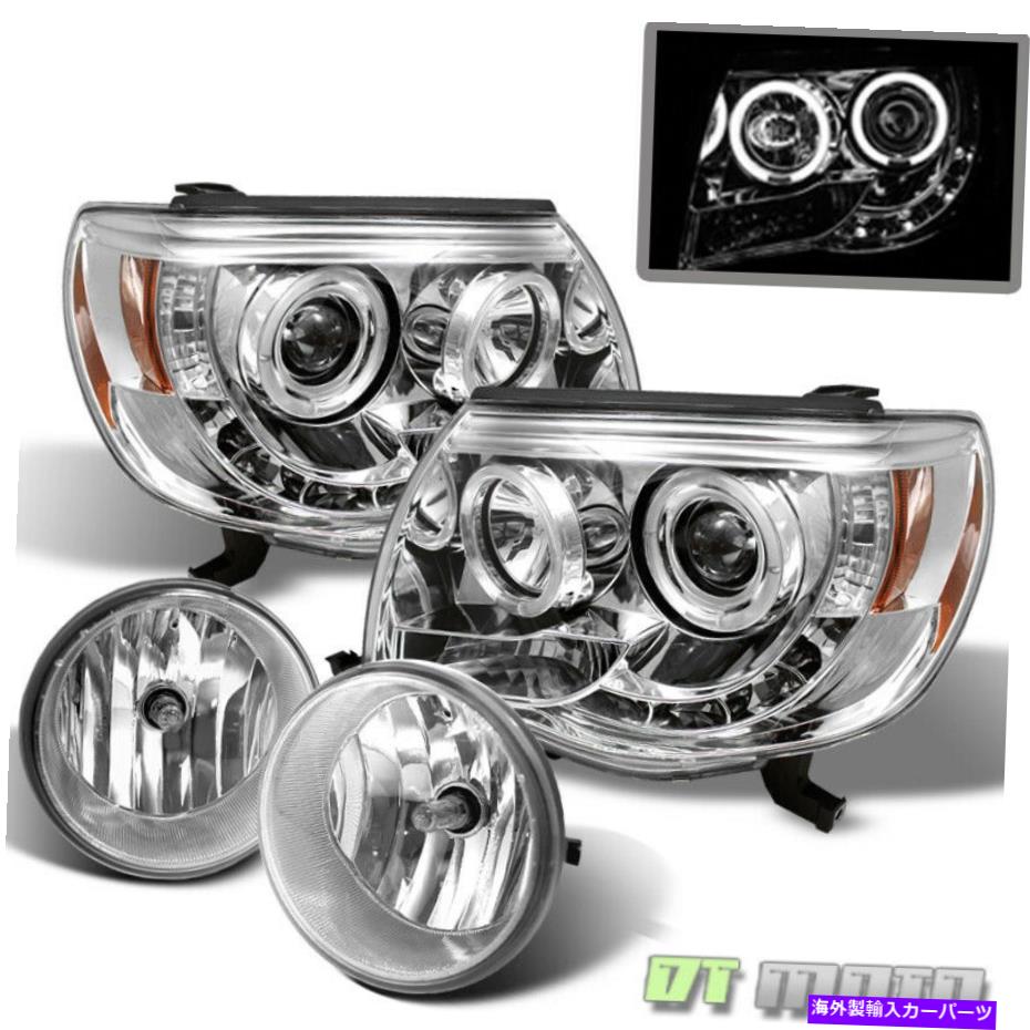 USヘッドライト 2005-2011タコマLEDストリップHALPプロジェクターヘッドライト+バンパーフォグランプライト For 2005-2011 Tacoma LED Strip Halp Projector HeadLights+Bumper Fog Lamps Lights(2)