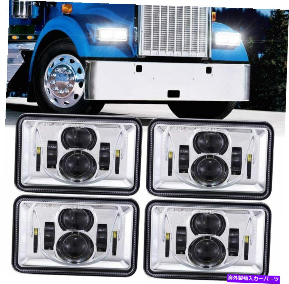 USヘッドライト オフロード4ピース60W長方形4×6 LEDヘッドライトドットトラッククロムピータービルトフォード OFFROAD 4pcs 60W Rectangular 4x6 Led Headlights Dot Trucks Chrome Peterbilt Ford