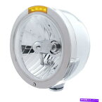 USヘッドライト 弾丸ハーフムーンピータービルトスタイルヘッドライトW /ターン信号 - アンバーLED /アンバーレンズ Bullet Half-Moon Peterbilt Style Headlight w/ Turn Signal - Amber LED/Amber Lens