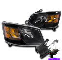 USヘッドライト 2008-2010グランドキャラバンクリスタルヘッドライトランプブラックW / 50W 6000KキセノンHID FOR 2008-2010 ...