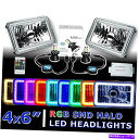 USヘッドライト 4x6 RFカラーチェンジRGB SMDハローエンジェルアイヘッドライト40W 6K LED電球ペア 4X6 RF Color Change RGB SMD Halo Angel Eye Headlight 40W 6K LED Light Bulb Pair