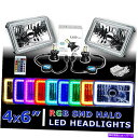 USヘッドライト 4x6 IR色の変更RGB SMD Halo Angelの目のヘッドライト40W 6K LEDの電球のペア 4X6 IR Color Change RGB SMD Halo Angel Eye Headlight 40W 6K LED Light Bulb Pair