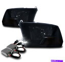 USヘッドライト 09-18 RAM 1500/10 + 2500 3500クリスタルヘッドライトブラック/ 50W 8000K HID FOR 09-18 RAM 1500/10+ 2500 3500 CRYSTAL HEADLIGHT BLACK/SMOKE W/50W 8000K HID(2)