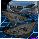 USヘッドライト 14-16マツダ3ハロゲンプロジェクターヘッドライトスモーキングハウジングハウジングアンバーシグナルランプ For 14-16 Mazda 3 Halogen Projector Headlights Smoked Housing Amber Signal Lamps(2)