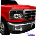 USヘッドライト 1992年 - 1996年フォードF150 / Bronco Haloプロジェクターヘッドライト信号1p - BLK Topline For 1992-1996 Ford F150/Bronco Halo Projector Headlights Signal 1P - Blk(2)