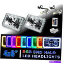 USヘッドライト 4x6 RF色の変更RGB SMD Halo Angelの目のヘッドライト24W 6K LEDの電球のペア 4X6 RF Color Change RGB SMD Halo Angel Eye Headlight 24W 6K LED Light Bulb Pair