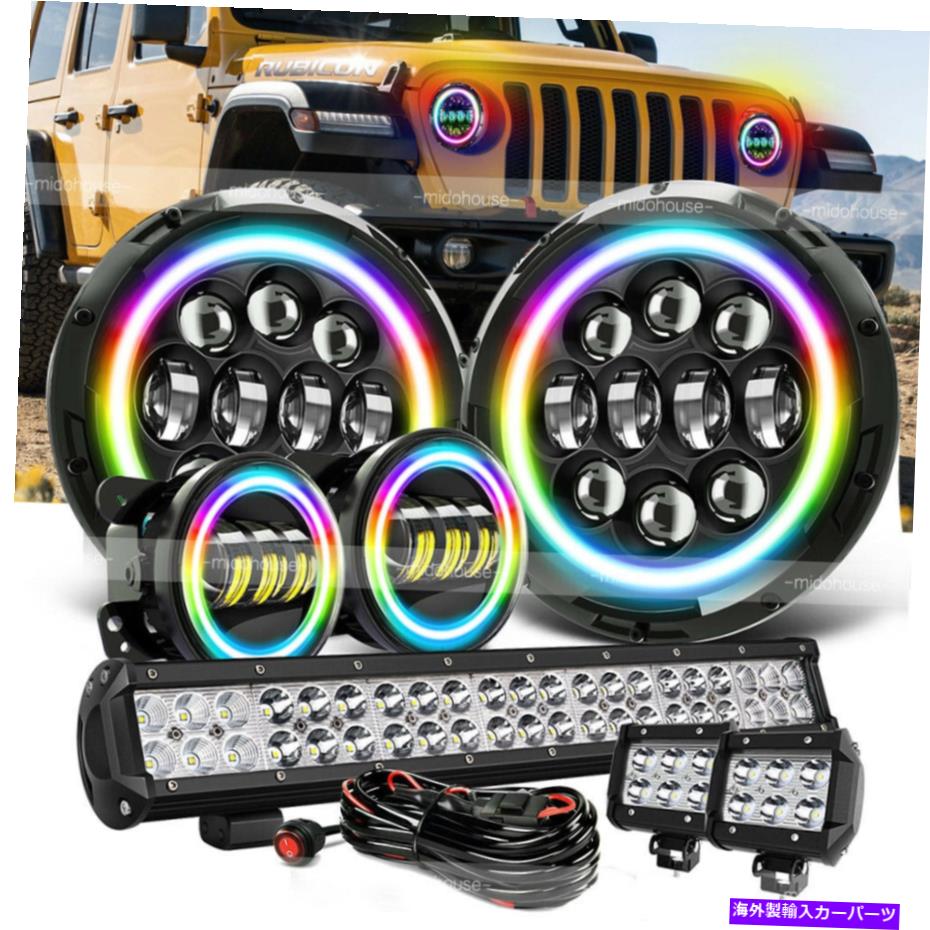 USヘッドライト 7 039 039 RGB LEDヘッドライト 4 FOG Lights Combo Light Bar 20 039 039 for Jeep Wrangler JK 7 039 039 RGB LED Headlights 4 Fog Lights Combo Light Bar 20 039 039 For Jeep Wrangler JK