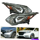 USヘッドライト 2016-2018 Honda HRV HR-Vブラック交換ヘッドライトランプLEFT +右 For 2016-2018 Honda HRV HR-V Black Replacement Headlights Lamps Pair Left+Right(2)
