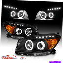 USwbhCg 2006N2008Ng^RAV4fALED HalovWFN^[ubNwbhCgyA For 2006-2008 Toyota Rav4 Dual LED Halo Projector Black Headlights Pair