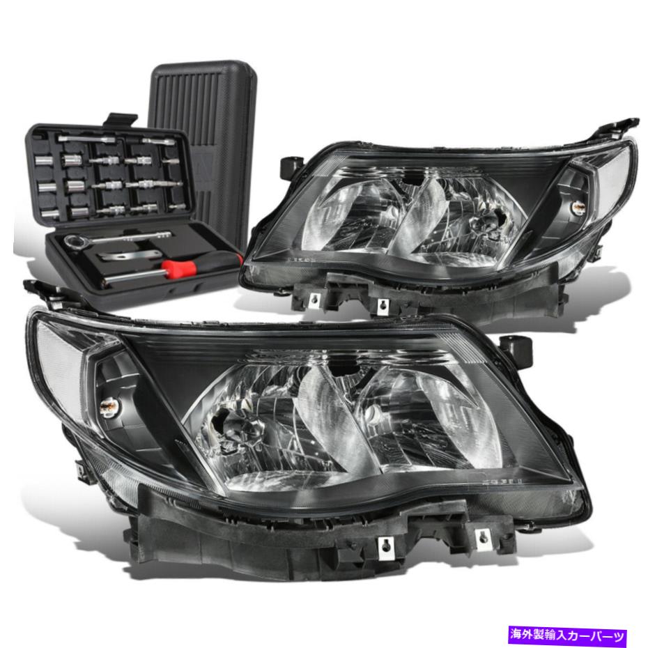 USヘッドライト 2009-2013 Subaru Foresterブラッククリアシグナルヘッドライトヘッドランプ+ツールボックス For 2009-2013 Subaru Forester Black Clear Signal Headlight Head Lamps+Tool Box
