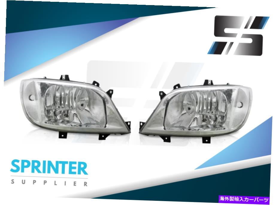 USヘッドライト ユーロマニュアルスプリンターヘッドライトペア左+右フィットメルセデスDodge 1995 - 2006 EURO MANUAL Sprinter HEADLIGHT PAIR LEFT + RIGHT fits Mercedes Dodge 1995 - 2006