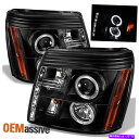 USヘッドライト FITS 2002-06エスカレードHIDモデルHaloプロジェクターブラックDRL日光LEDヘッドライト Fits 2002-06 Escalade HID Model Halo Projector Black DRL Daylight LED Headlights