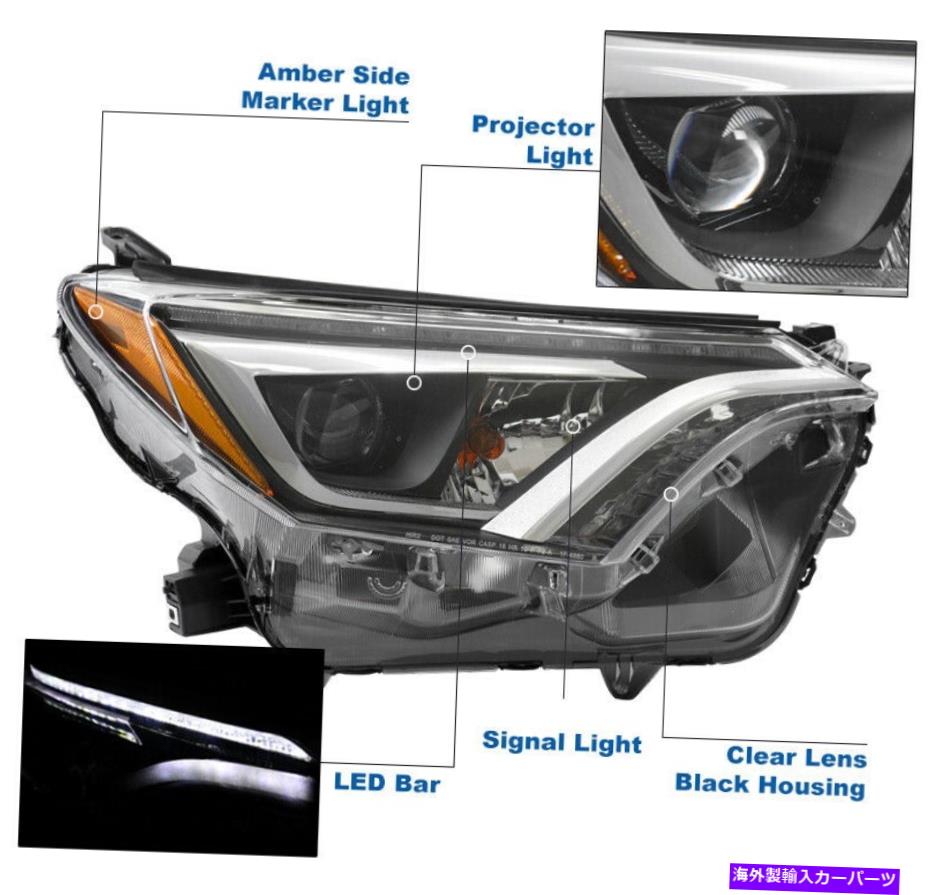 USヘッドライト 16 16 17 18 18トヨタRAV4 Bi-LEDプロジェクターヘッドライトクロム旅客右側 For 16 17 18 Toyota RAV4 Bi-LED Projector Headlight Chrome Passenger Right Side【並行輸入品】