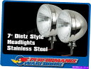 USヘッドライト ステンレス鋼7インチのダイエットタイプのヘッドライトW / 55 / 60W H4ハロゲン12Vペア STAINLESS STEEL 7 INCH DIETZ TYPE HEADLIGHTS w/55/60W H4 HALOGEN 12V PAIR