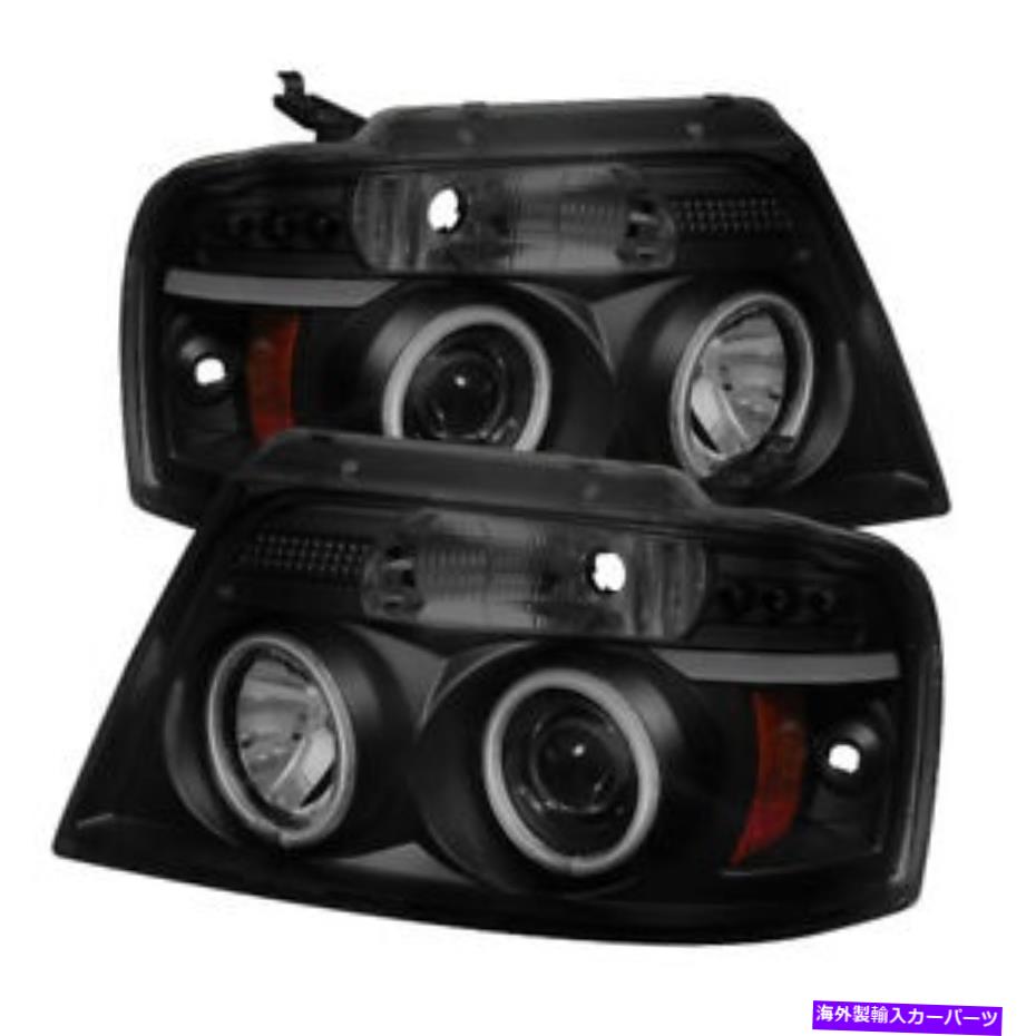 USヘッドライト Ford 04-08 F150 CCFLブラックスモークデュアルハローLEDプロジェクターヘッドライトスタイルサイド Ford 04-08 F150 CCFL Black Smoke Dual Halo LED Projector Headlights Styleside