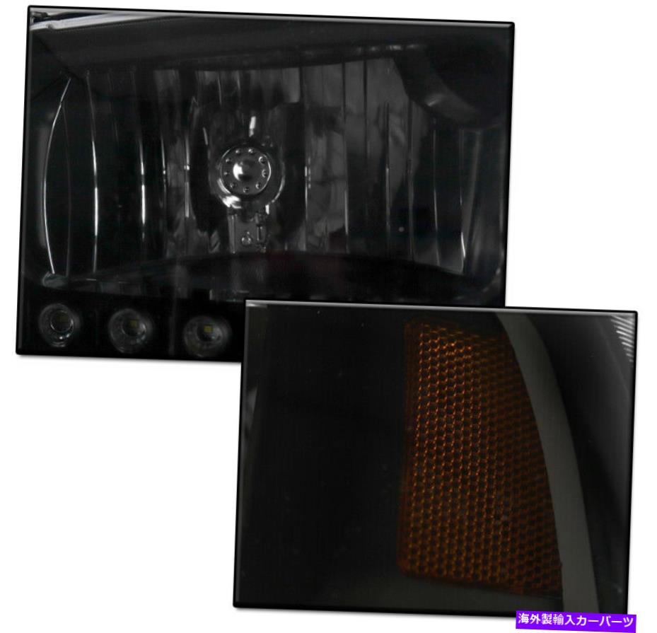 USヘッドライト FORD 1999-2004 F250 F350 SUPERDUTY BLK /スモークLEDヘッドライトランプ+ブルーDRL + HID FOR FORD 1999-2004 F250 F350 SUPERDUTY BLK/SMOKE LED HEADLIGHT LAMP+BLUE DRL+HID
