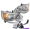 USヘッドライト 2008-16タウン&カントリー/ 2011-19グランドキャラバンクロームヘッドライトヘッドランプ+ 10K HID For 2008-16...