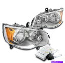 USヘッドライト 2008-16タウン&カントリー/ 2011-19グランドキャラバンクロームヘッドライトランプW / 8000K HID For 2008-1...